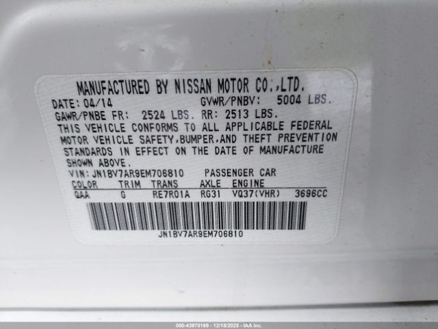 2014 INFINITI Q50 JN1BV7AR9EM706810 Photo 8