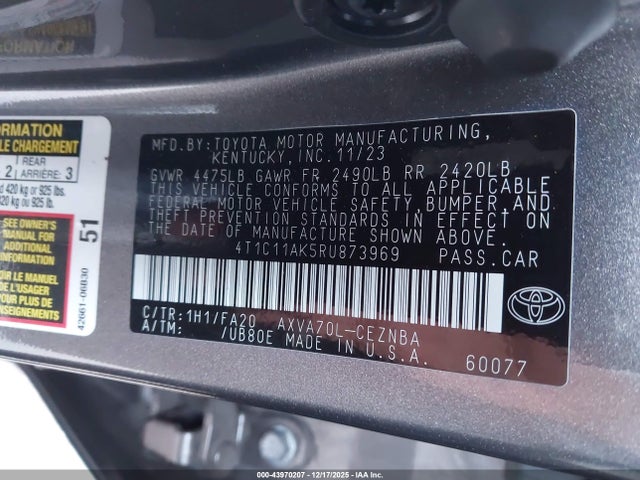 4T1C11AK5RU873969 Toyota CAMRY LE