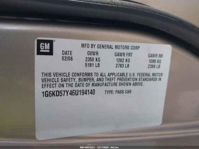 2006 CADILLAC DTS 1G6KD57Y46U194140 Photo 8