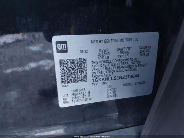 1GKKNLLS1NZ174644 GMC Acadia Awd At4