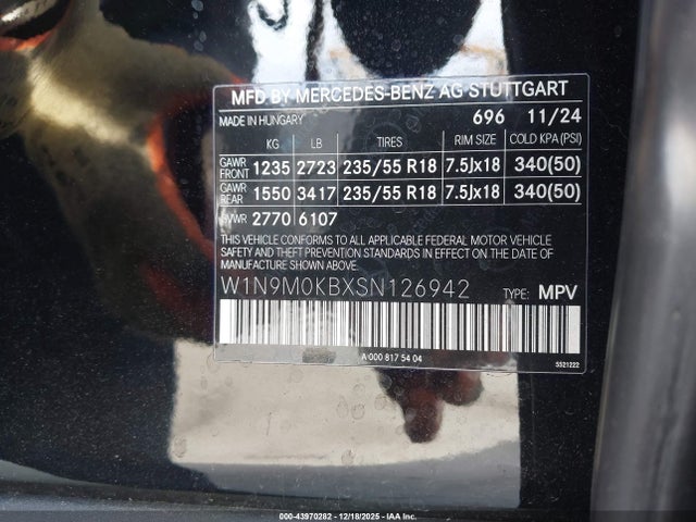 W1N9M0KBXSN126942 Mercedes-Benz Eqb 300 Suv 4matic