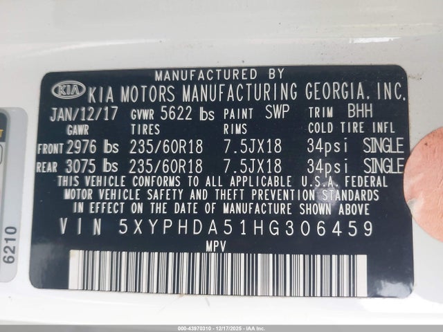 2017 KIA SORENTO 5XYPHDA51HG306459 Photo 8