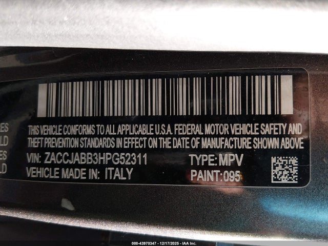 ZACCJABB3HPG52311 Jeep Renegade Latitude Fwd
