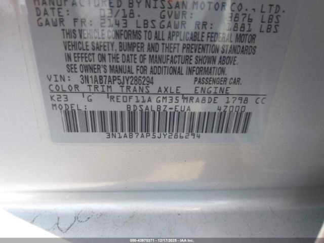 2018 NISSAN SENTRA 3N1AB7AP5JY286294 Photo 8