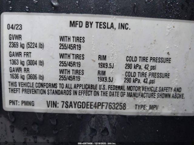 2023 TESLA MODEL Y 7SAYGDEE4PF763258 Photo 8