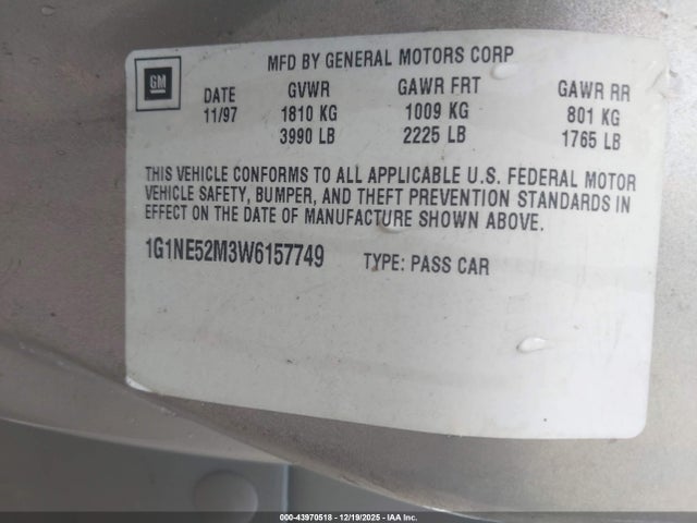 1998 CHEVROLET MALIBU 1G1NE52M3W6157749 Photo 8