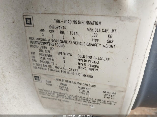 1996 CADILLAC FLEETWOOD 1G6DW52P5TR710005 Photo 8