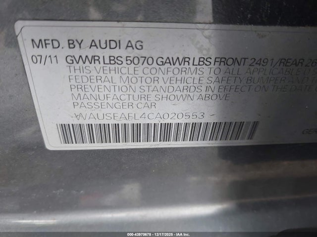 2012 AUDI A4 WAUSFAFL4CA020553 Photo 8
