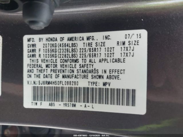 2015 HONDA CR-V 5J6RM4H50FL098290 Photo 8