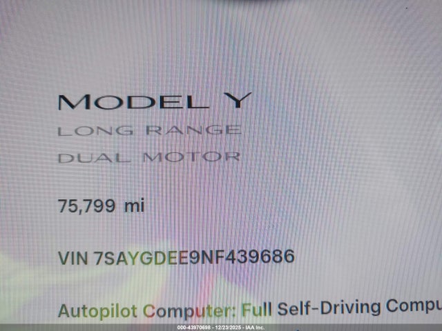 2022 TESLA MODEL Y 7SAYGDEE9NF439686 Photo 6