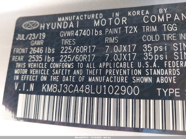 Hyundai Tucson Value 2020 KM8J3CA48LU102900 Image 9