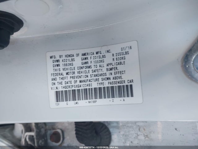 1HGCR2F5XGA123490 Honda Accord Sport