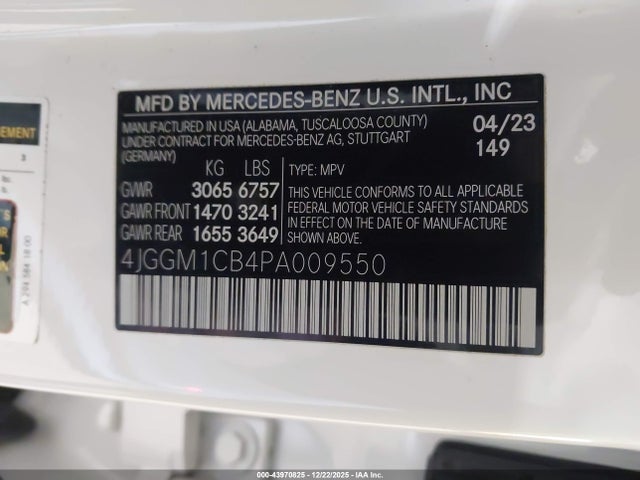 4JGGM1CB4PA009550 Mercedes-Benz Eqe 350 Suv 4matic