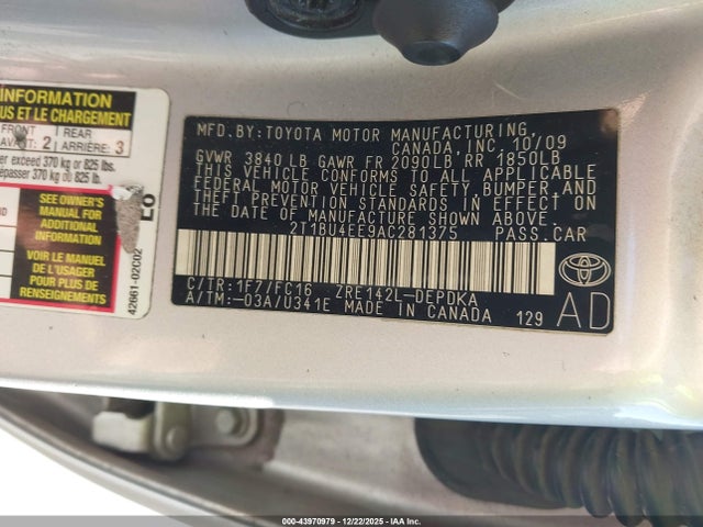 43970979 :رقم المزاد ، 2T1BU4EE9AC281375 vin ، 2010 Toyota Corolla Le مزاد بيع