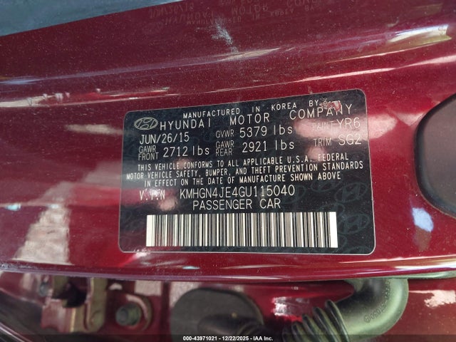 KMHGN4JE4GU115040 Hyundai Genesis 3.8