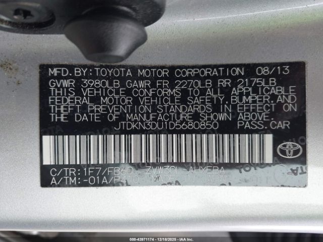 2013 TOYOTA PRIUS JTDKN3DU1D5680850 Photo 8