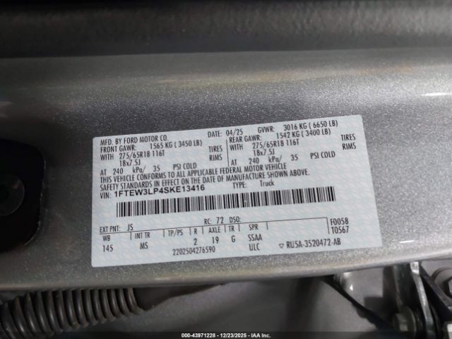 2025 FORD F-150 1FTEW3LP4SKE13416 Photo 8