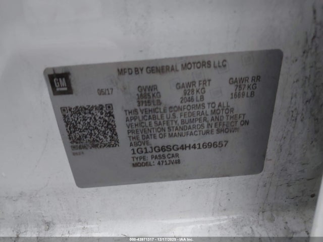 1G1JG6SG4H4169657 Chevrolet Sonic Lt Auto