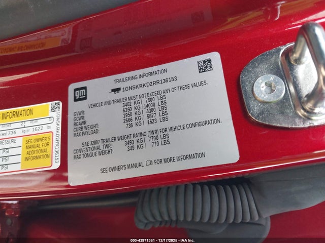 1GNSKRKD2RR136153 Chevrolet Tahoe 4wd Rst