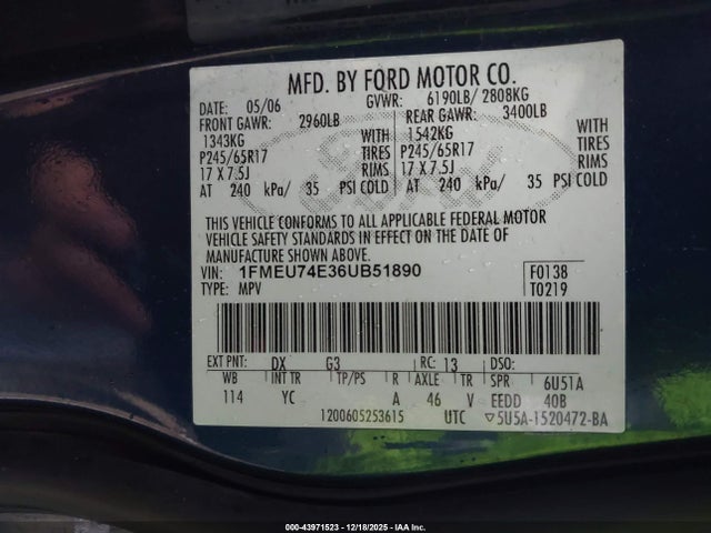 2006 FORD EXPLORER 1FMEU74E36UB51890 Photo 8