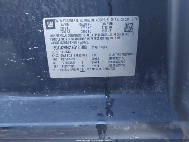 3GTU2VEC1EG180488 GMC Sierra 1500 Slt