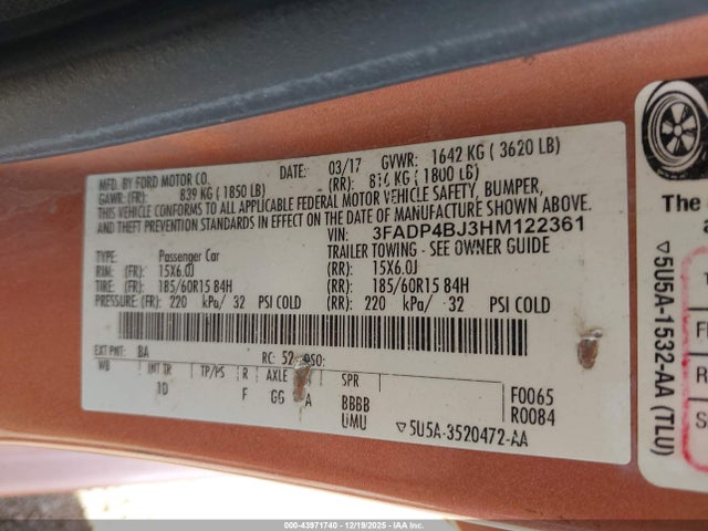 2017 FORD FIESTA 3FADP4BJ3HM122361 Photo 8