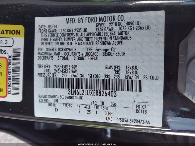 3LN6L2LUXER826403 Lincoln MKZ HYBRID