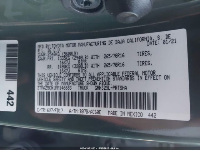 2021 TOYOTA TACOMA 3TMAZ5CN1MM146683 Photo 8