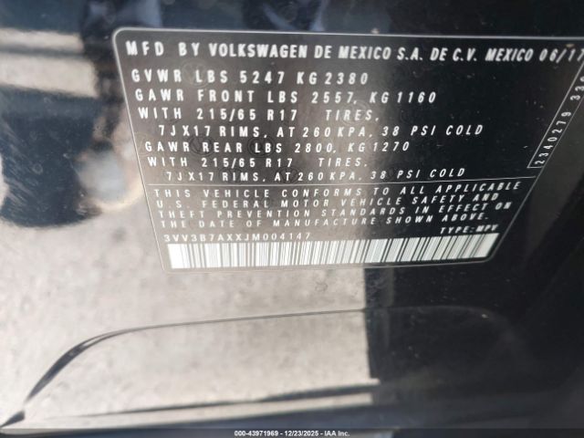 2018 VOLKSWAGEN TIGUAN 3VV3B7AXXJM004147 Photo 8