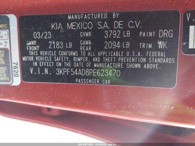 Продаж на аукціоні авто 2023 Kia Forte Gt-line, vin: 3KPF54AD8PE623470, номер лоту: 43971982