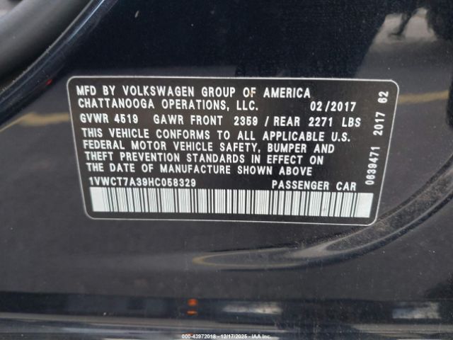 2017 VOLKSWAGEN PASSAT 1VWCT7A39HC058329 Photo 8