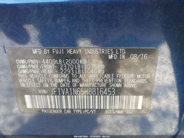 2017 SUBARU WRX JF1VA1N65H8816453 Photo 8