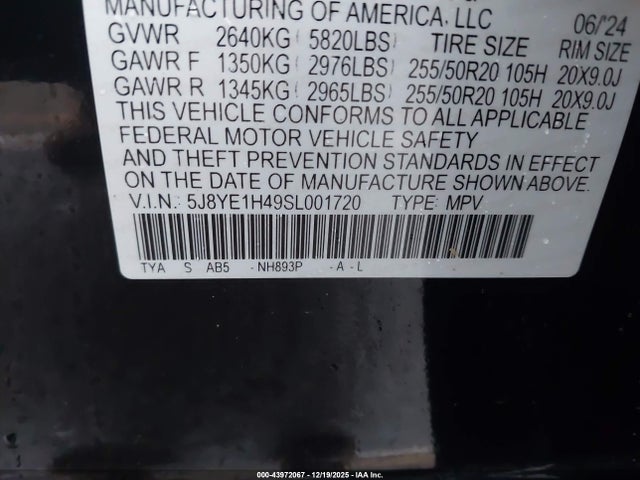 2025 ACURA MDX 5J8YE1H49SL001720 Photo 8