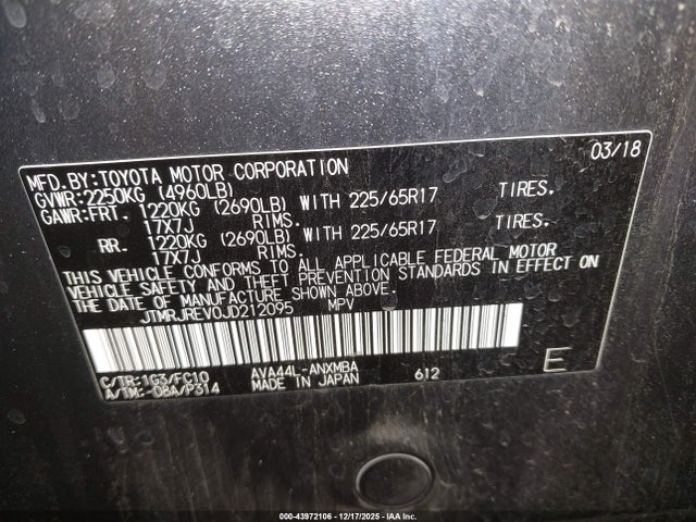 JTMRJREV0JD212095 Toyota Rav4 Hybrid Xle