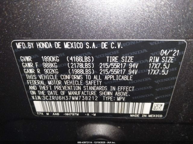 2021 HONDA HR-V 3CZRU6H37MM738212 Photo 8