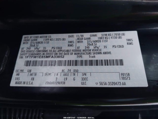 2021 FORD F-150 1FTFW1E85MFA33852 Photo 8