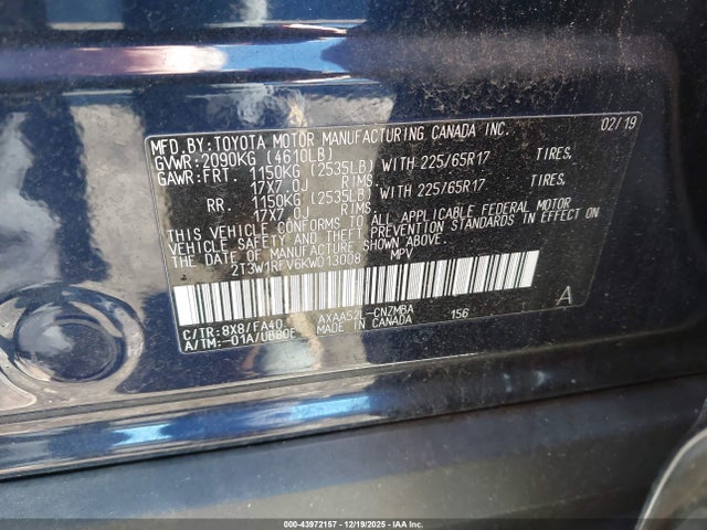 2T3W1RFV6KW013008 Toyota Rav4 Xle