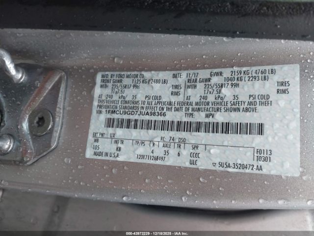 2018 FORD ESCAPE 1FMCU9GD7JUA98366 Photo 8