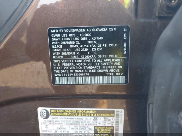 2014 VOLKSWAGEN TOUAREG WVGEF9BP4ED008178 Photo 8
