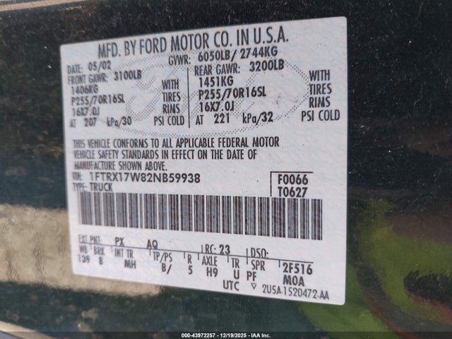 2002 FORD F-150 1FTRX17W82NB59938 Photo 8