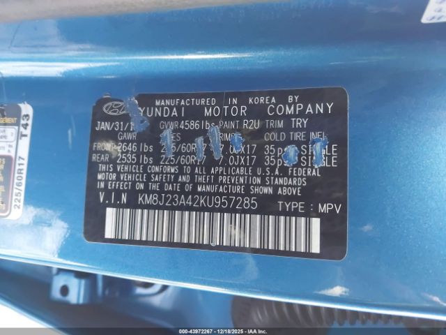 2019 HYUNDAI TUCSON KM8J23A42KU957285 Photo 8