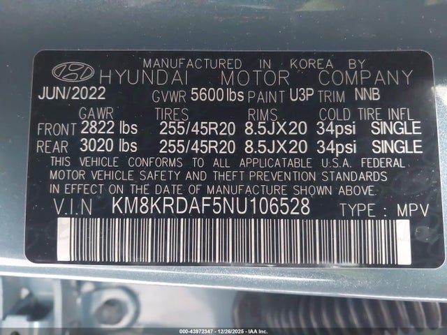 Hyundai Ioniq 5 Limited 2022 KM8KRDAF5NU106528 Image 9
