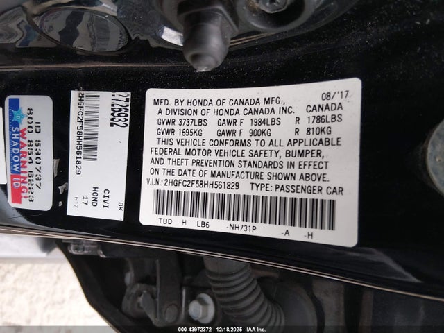 Honda Civic Lx 2017 2HGFC2F58HH561829 Image 9