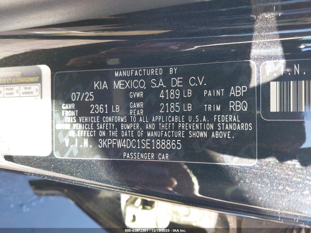 3KPFW4DC1SE188865 KIA K4 Gt-line Turbo