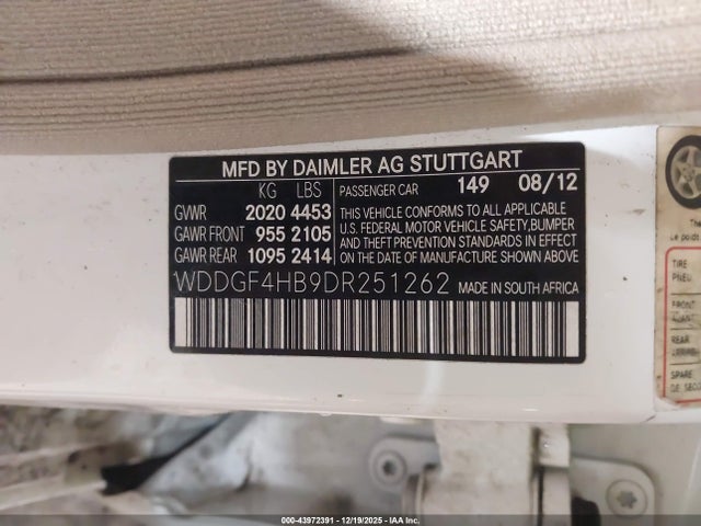 Продажа на аукционе авто 2013 Mercedes-benz C 250 Sport, vin: WDDGF4HB9DR251262, номер лота: 43972391