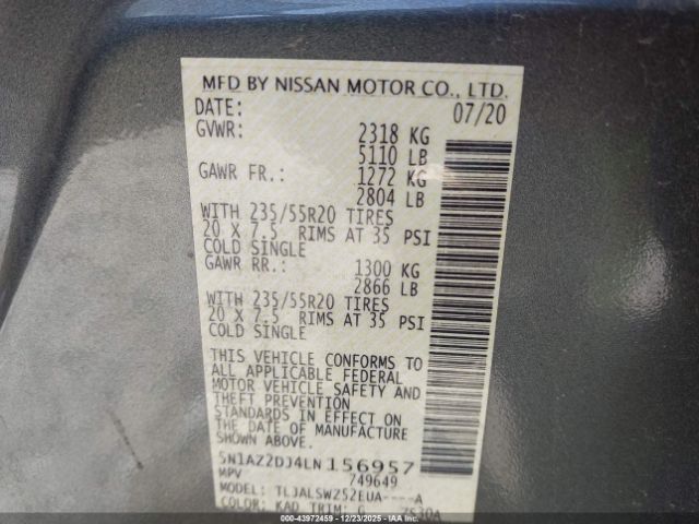 2020 NISSAN MURANO 5N1AZ2DJ4LN156957 Photo 8