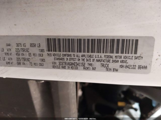 2017 RAM PROMASTER 1500 3C6TRVAG0HE541152 Photo 8