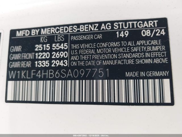 2025 MERCEDES-BENZ E 350 W1KLF4HB6SA097751 Photo 8