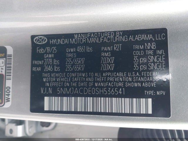5NMJACDE0SH536541 Hyundai TUCSON SE