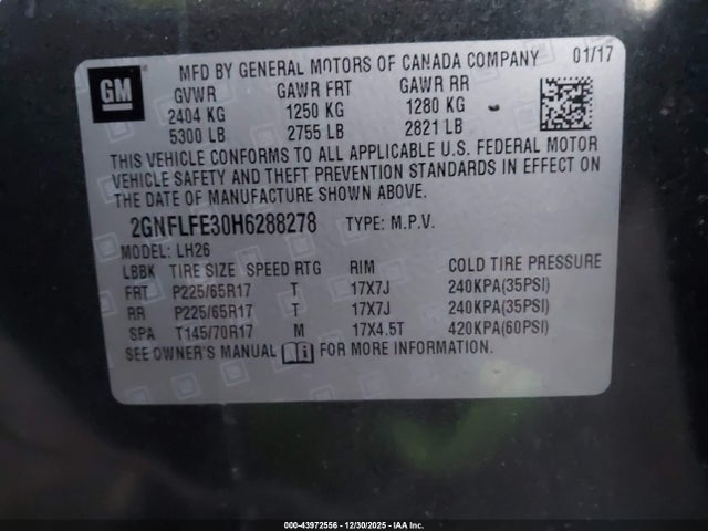 Chevrolet EQUINOX LT 2017 2GNFLFE30H6288278 Image 9
